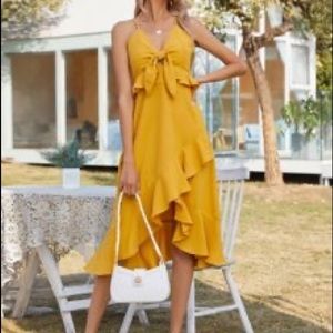 Mustard Yellow Tie Front Midi Dress ($15 Bundle)